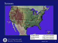 Map displaying points in the U.S. where there are Sensor detection systems